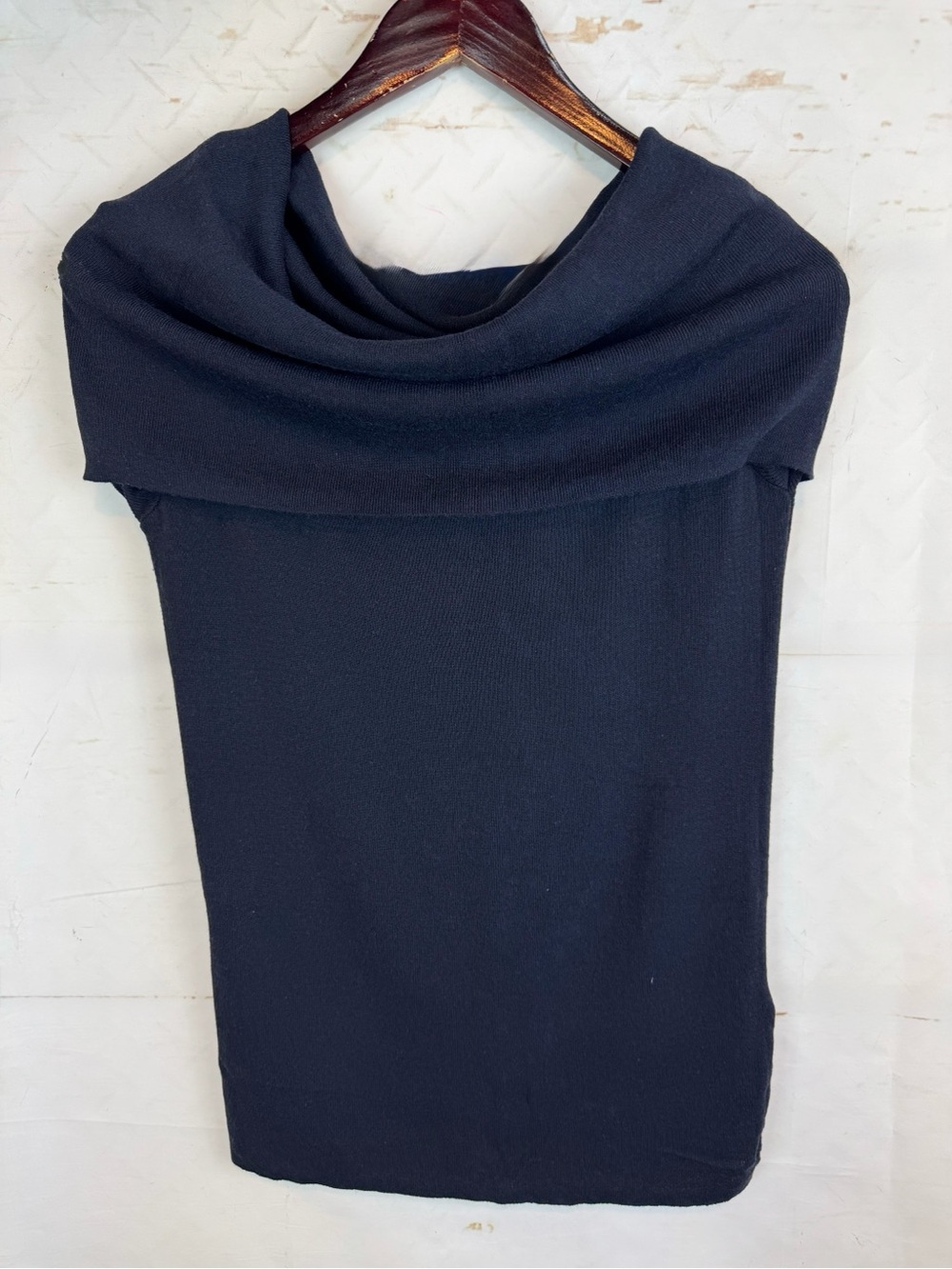 Zara | Navy Draped Collar Sweater, L